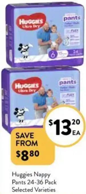 Foodworks Huggies Nappy Pants 24-36 Pack offer