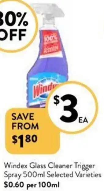 Foodworks Windex Glass Cleaner Trigger Spray 500ml offer