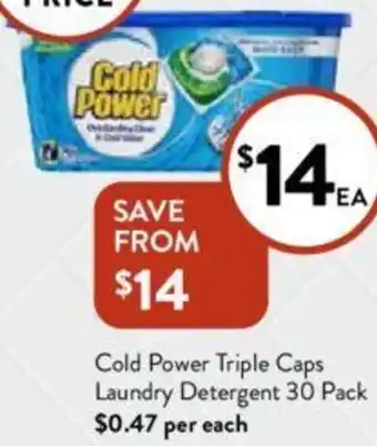 Foodworks Cold Power Triple Caps Laundry Detergent 30 Pack offer