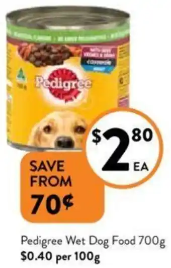 Foodworks Pedigree Wet Dog Food 700g offer