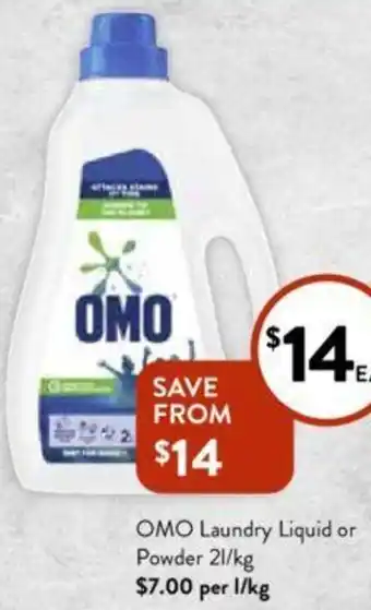 Foodworks OMO Laundry Liquid or Powder 21/kg offer