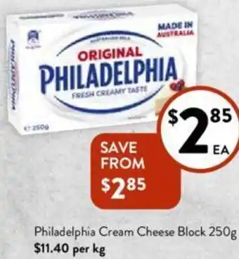Foodworks Philadelphia Cream Cheese Block 250g offer