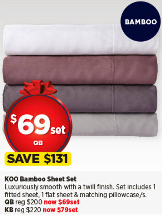KOO Bamboo Sheet Set offer at Spotlight