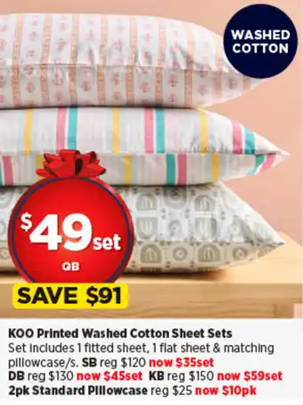 KOO Printed Washed Cotton Sheet Sets
