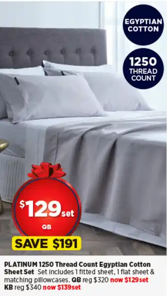 Spotlight PLATINUM 1250 Thread Count Egyptian Cotton Sheet Set offer