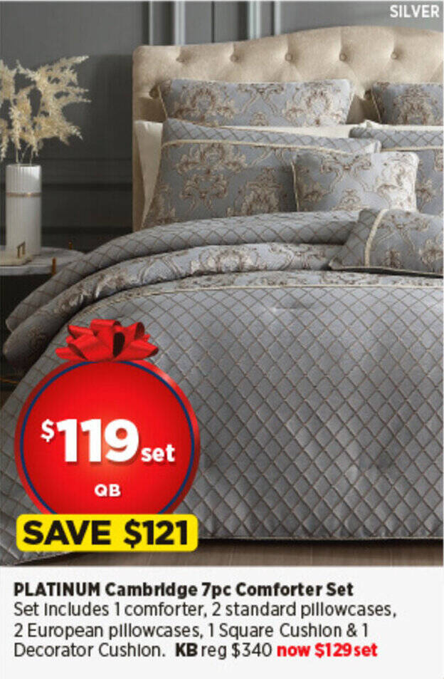 PLATINUM Cambridge 7pc Comforter Set offer at Spotlight