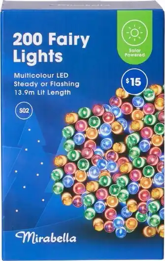 Mirabella 200 led solar string lights - multicolour