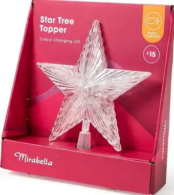 BIG W Mirabella 18cm colour changing led tree topper offer