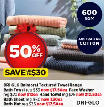 DRI GLO Balmoral Textured Towel Range
