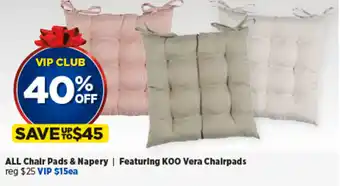 Spotlight ALL Chair Pads & Napery | Featuring KOO Vera Chalrpads offer