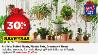 Spotlight Artificial Potted Plants, Planter Pots, Greenery & Stems offer