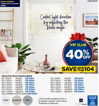 Spotlight 50mm Faux Wood Venetian Blinds offer
