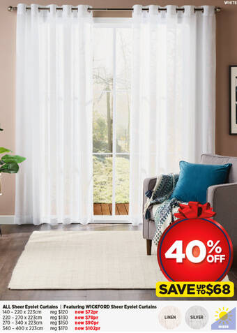 Spotlight ALL Sheer Eyelet Curtains | Featuring WICKFORD Sheer Eyelet Curtains offer