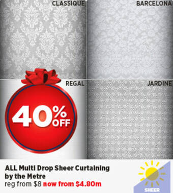 Spotlight ALL Multi Drop Sheer Curtaining by the Metre offer