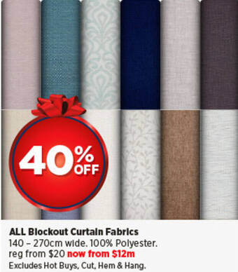 Spotlight ALL Blockout Curtain Fabrics offer