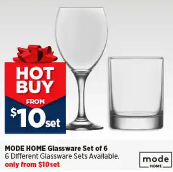 Spotlight MODE HOME Glassware Set of 6 offer