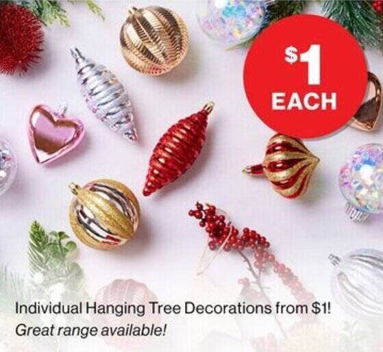 Individual Hanging Tree Decorations offer at The Reject Shop