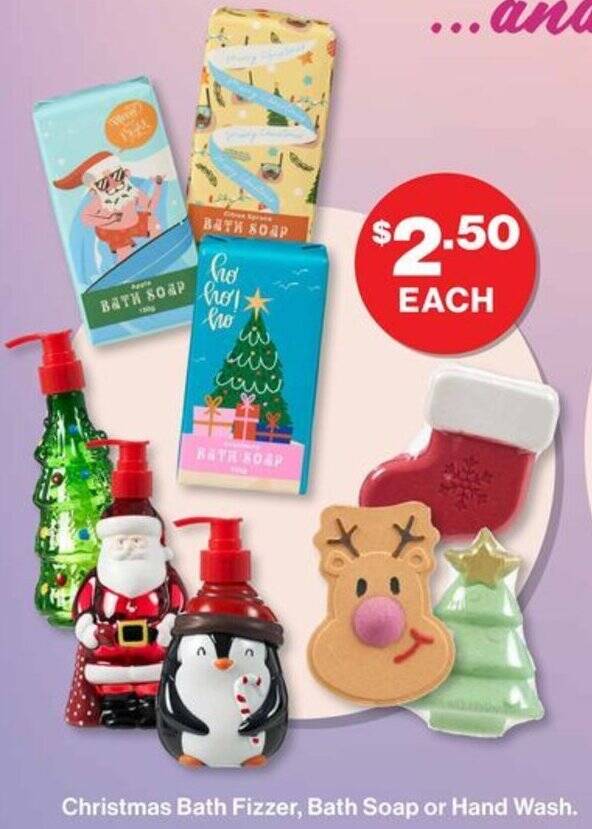 The Reject Shop Christmas Bath Fizzer, Bath Soap or Hand Wash offer