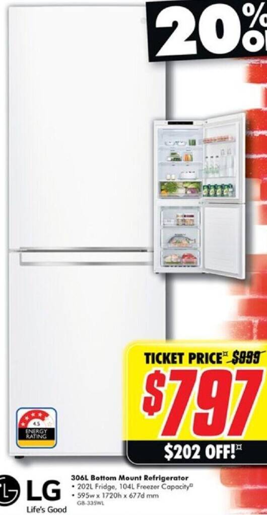 306L Bottom Mount Refrigerator offer at The Good Guys