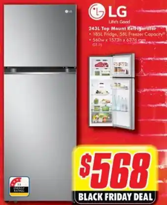 The Good Guys 243L Top Mount Refrigerator offer