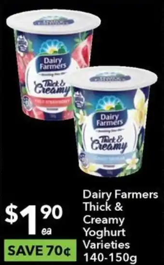 Ritchies Dairy Farmers Thick & Creamy Yoghurt 140-150g offer