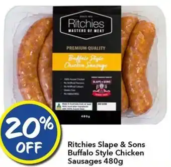 Ritchies Ritchies Slape & Sons Buffalo Style Chicken Sausages 480g offer