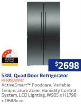 Retravision 538L Quad Door Refrigerator offer