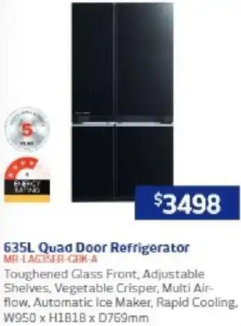 Retravision 635L Quad Door Refrigerator offer