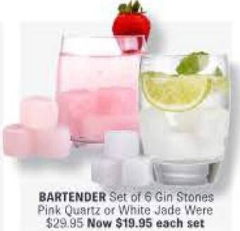 Minimax BARTENDER Set of 6 Gin Stones Pink Quartz or White Jade offer