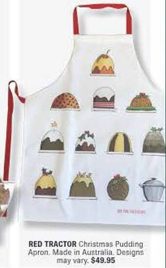 Minimax RED TRACTOR Christmas Pudding Apron offer