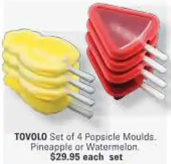 TOVOLO Set of 4 Popsicle Moulds. Pineapple or Watermelon