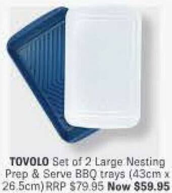 Minimax TOVOLO Set of 2 Large Nesting Prep & Serve BBQ trays (43cm x 26.5cm) offer