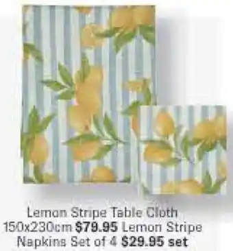 Lemon Stripe Table Cloth 150x230cm