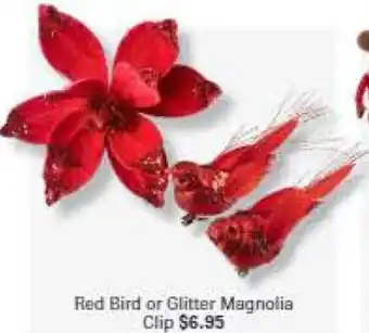 Red Bird or Glitter Magnolia Clip