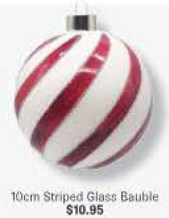 Minimax 10cm Striped Glass Bauble offer