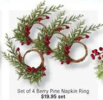 Set of 4 Berry Pine Napkin Ring