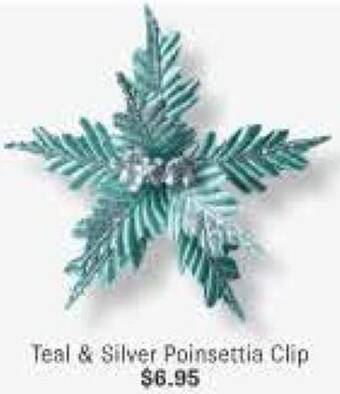 Minimax Teal & Silver Poinsettia Clip offer