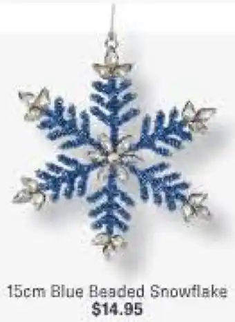 15cm Blue Beaded Snowflake