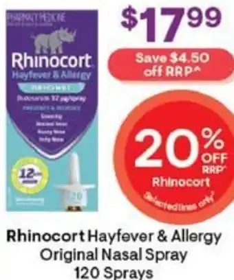 Discount Drug Stores Rhinocort Hayfever & Allergy Original Nasal Spray 120 Sprays offer