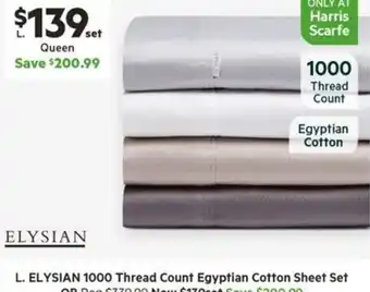 Harris Scarfe ELYSIAN 1000 Thread Count Egyptian Cotton Sheet Set offer