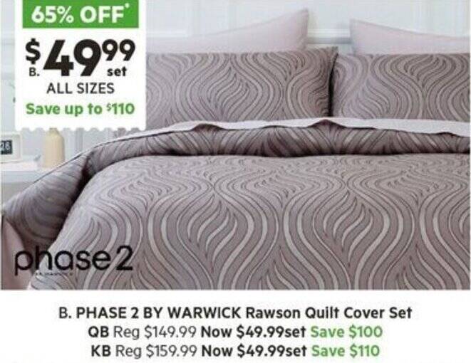PHASE 2 BY WARWICK Rawson Quilt Cover Set offer at Harris Scarfe