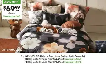 Harris Scarfe LINEN HOUSE Silvia or Everbloom Cotton Quilt Cover Set offer
