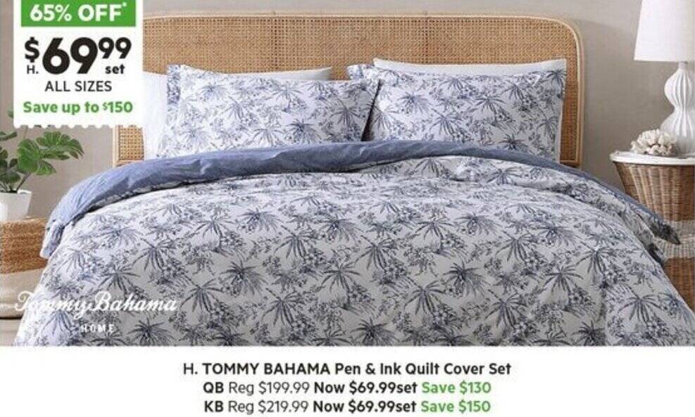 TOMMY BAHAMA Pen & Ink Quilt Cover Set offer at Harris Scarfe