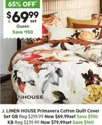 Harris Scarfe LINEN HOUSE Primavera Cotton Quilt Cover Set offer
