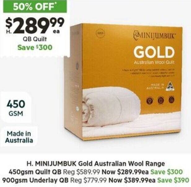 MINIJUMBUK Gold Australian Wool Range offer at Harris Scarfe