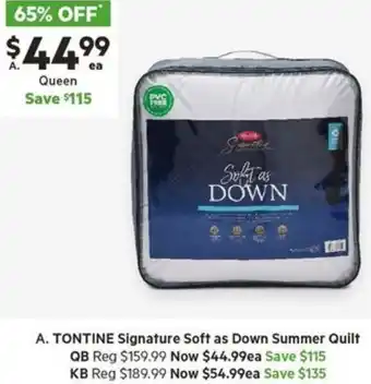 Harris Scarfe TONTINE Signature Soft as Down Summer Quilt offer