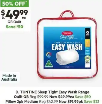 Harris Scarfe TONTINE Sleep Tight Easy Wash Range Quilt offer