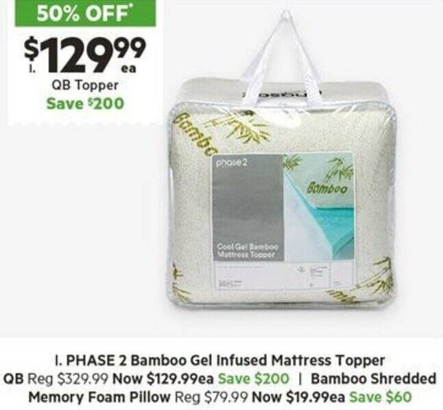 PHASE 2 Bamboo Gel Infused Mattress Topper offer at Harris Scarfe