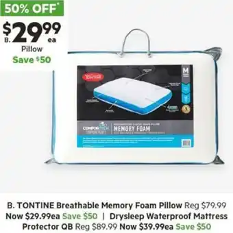 Harris Scarfe TONTINE Breathable Memory Foam Pillow offer