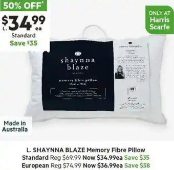 Harris Scarfe SHAYNNA BLAZE Memory Fibre Pillow offer